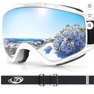 Findway Black Ski Goggles with Black & White Strap